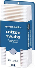 Amazon Basics Double-Tipped Cotton Swabs for Personal Hygiene and Baby Care, Cotton, Versatile, Baby Safe, 500 Count