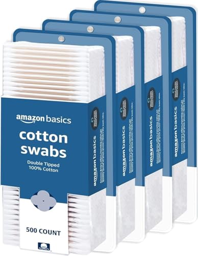 Amazon Basics Double-Tipped Cotton Swabs for Personal Hygiene and Baby Care, Cotton, Versatile, Baby Safe, 500 Count